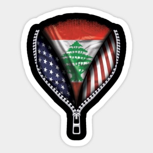 Lebanese Flag  Lebanon Flag American Flag Zip Down - Gift for Lebanese From Lebanon Sticker